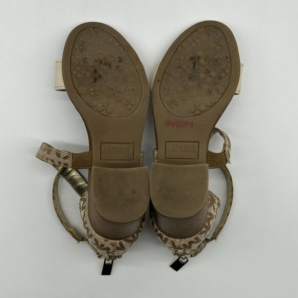 Michael Kors Evyn Girls Camel Faux Leather Block Heel Sandals Girl's Size 12 - Picture 11 of 11